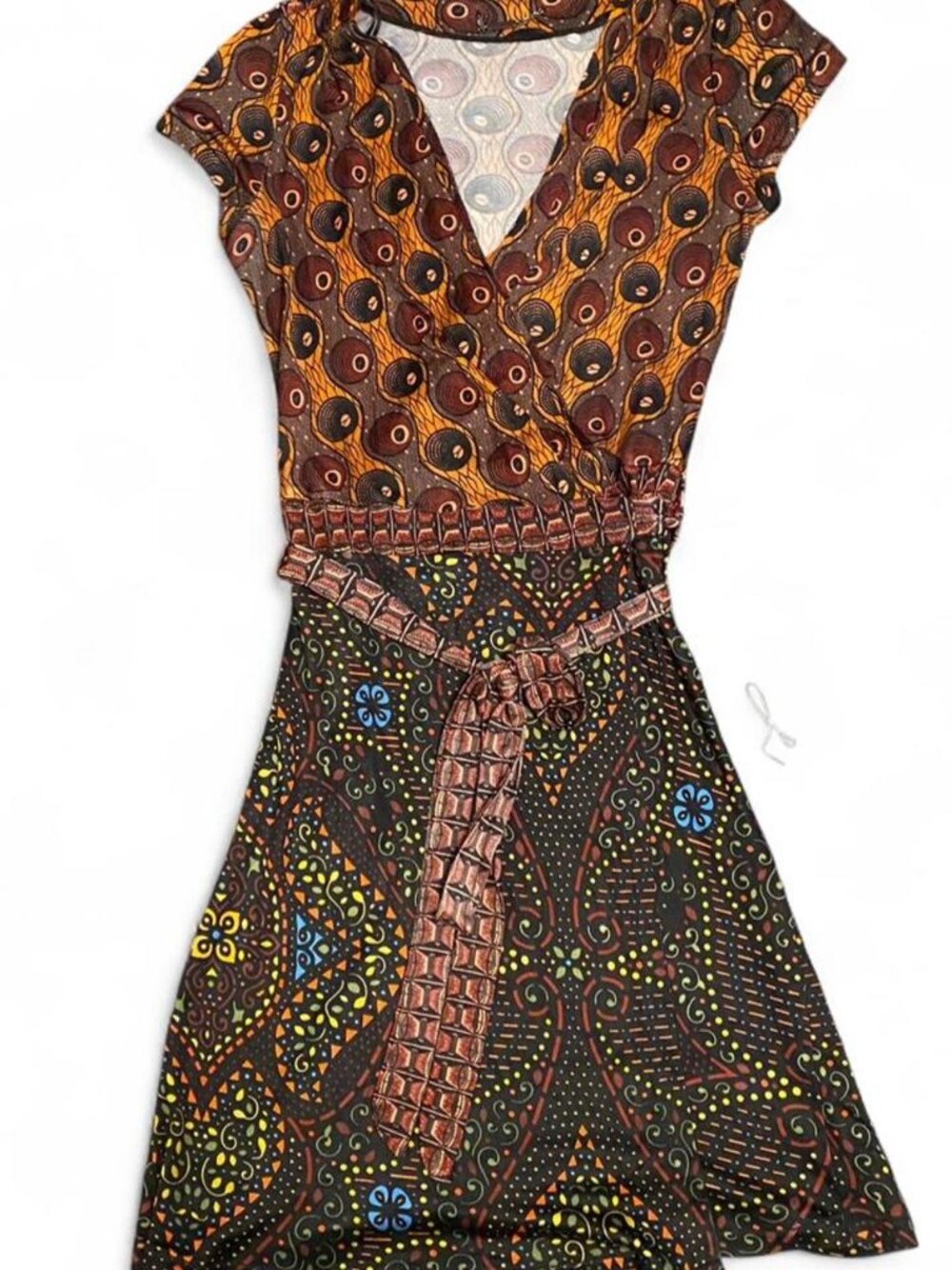 Custo Barcelona Printed Wrap Dress Size Small Y2K